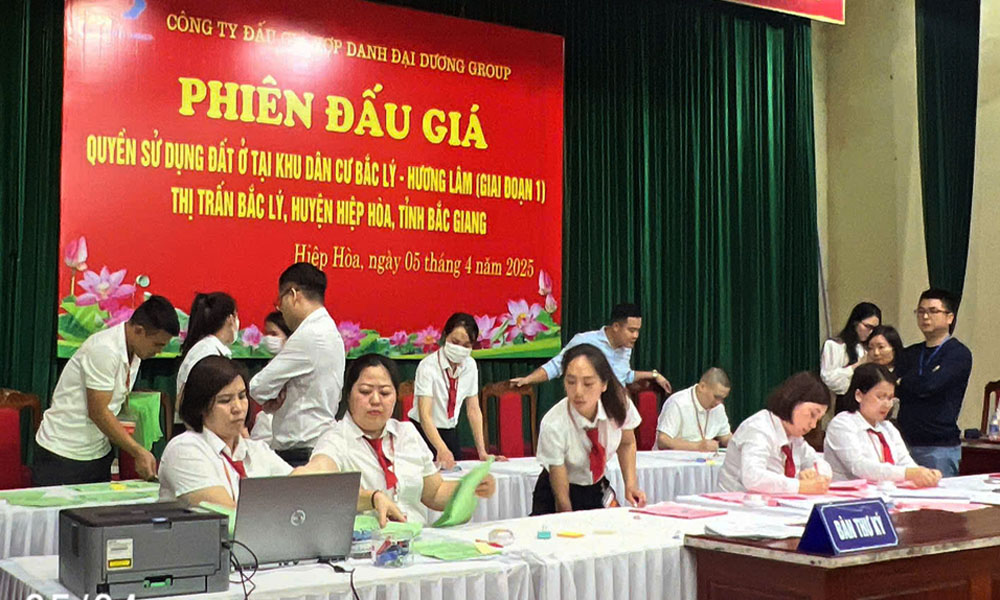 Hiệp Hòa: Giá đất trúng đấu giá tăng cao so với mức khởi điểm